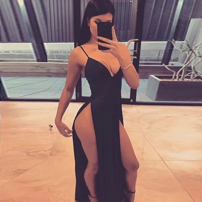 Черный Tobinoone, Vestidos De Fiesta, Макси женское платье, сексуальный ремешок, винтажное, рождественское, длинное, для вечеринки, элегантное, длина до пола, глубокий v-образный вырез, платья - Цвет: Черный