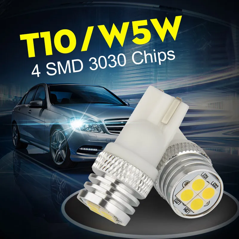 NAO T10 светодиодный 5W5 W5W 1,9 W светодиодный галогенный желтый светильник для авто Стайлинг 12V супер яркий 3030 белый 194 6000K габаритный фонарь