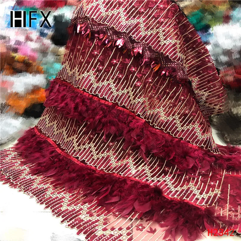 HFX французская кружевная ткань Роскошная бархатная ткань с кружевом и камнями африканская Тюлевая Сетка кружевная ткань нигерийские Свадебные платья F2342