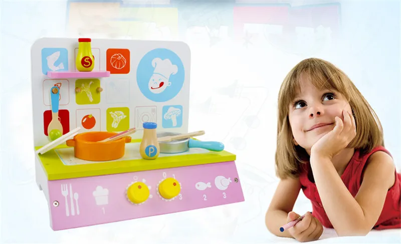 

New wooden toy Wooden simulation play small kitchen hearth toys Fancy early education toys wooden blocks baby toy