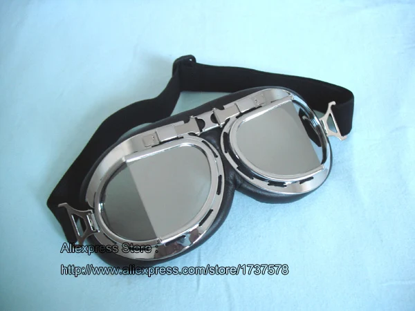 Free Shipping WWII Goggles UV Bevel Silver Lens Vintage Pilot Eye wear Glasses Moto T-08 Sunglasses #14 | Аксессуары для одежды