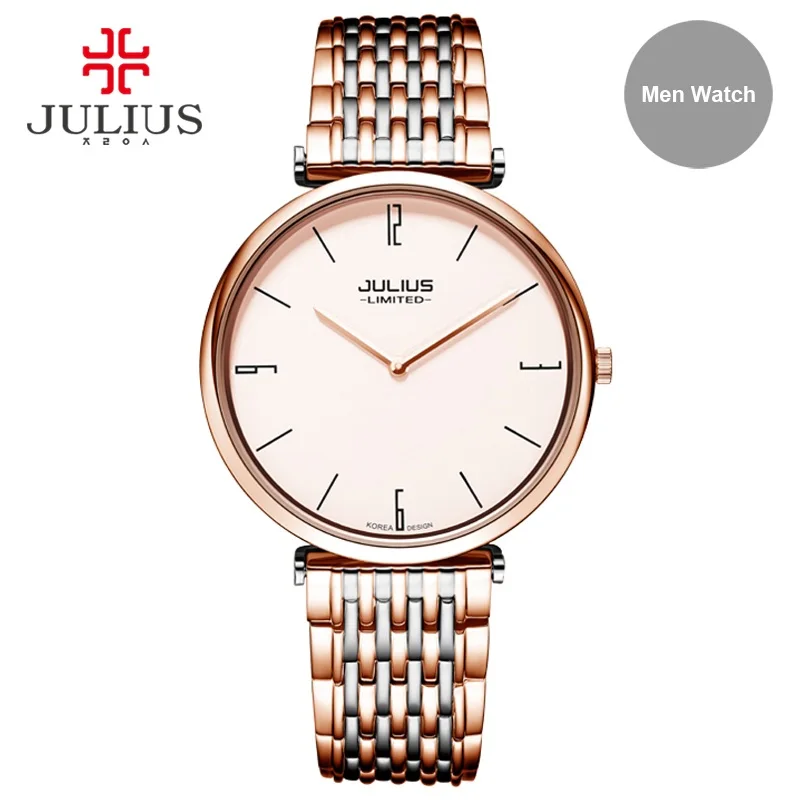 Rose Gold Men Julius limited edition женские стальные ультратонкие 6,5 мм серебряные розовое золото Япония кварцевые Movt 30 м водонепроницаемые женские часы под платье JAL-032 - Цвет: Rose Gold Men