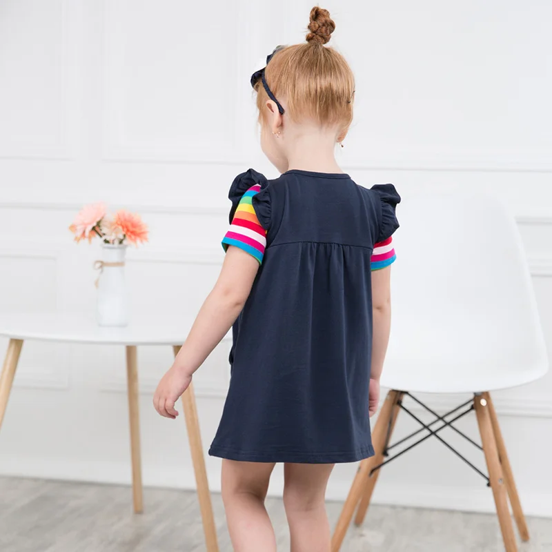 VIKITA Girls Short Sleeve Dress Baby Clothes Unicorn Party Princess Summer Costume for Kids Children Cartoon Dresses | Детская одежда и