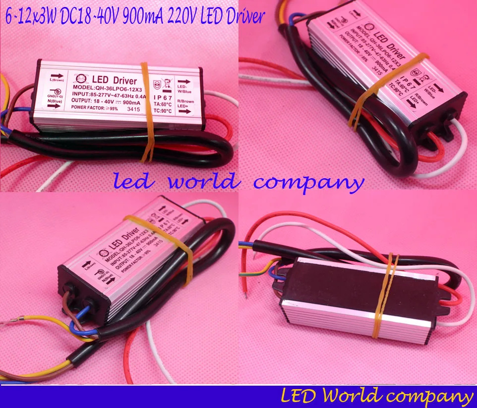 Водонепроницаемый драйвер IP67 для светодиодного освещения 1 шт./лот 6-12x3 Вт 220 мА в 18