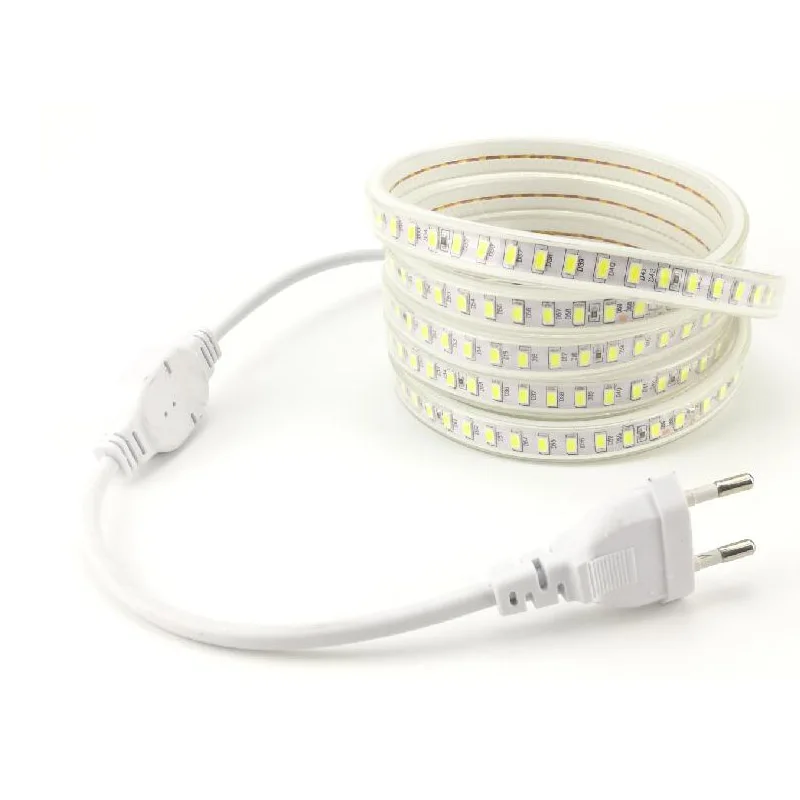 

220 Volt Tira LED Strip Tube SMD5730 120L/M 14mm Width Ruban Tape European Standard Power Cord Warm white Cold white Light Color