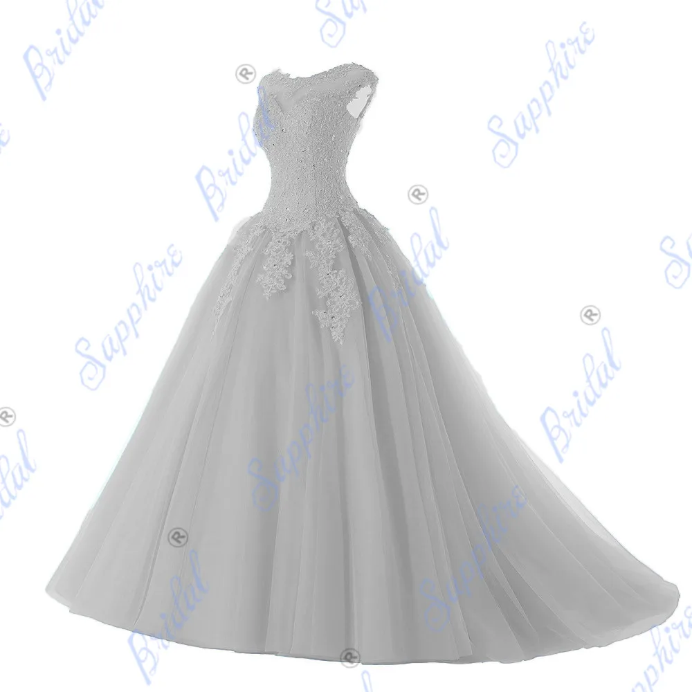BLF-93 Сапфир Свадебные Длинные вечерние платья Vestido De 15 Anos De Кепки рукава кружевное платье с открытой спиной цвета морской волны Серебряный пурпурный Расшитое бисером в честь пятнадцатилетия платье - Цвет: BLF-93