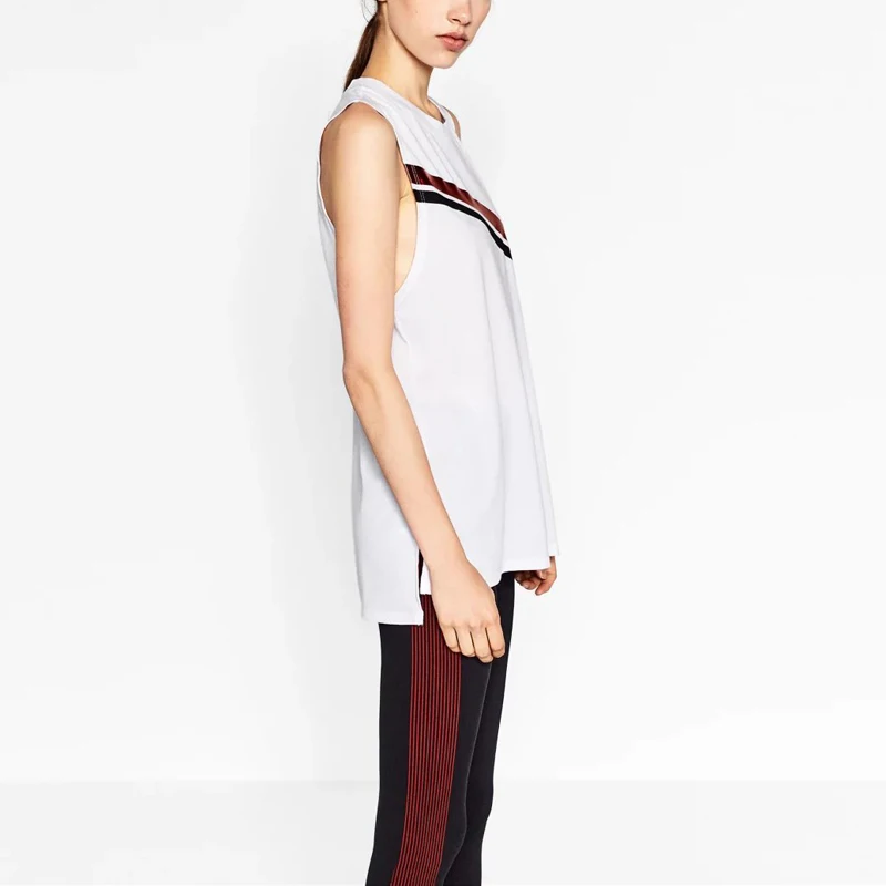 2017 Лето Горячие Продажа Рукавом Красный Черный Полосатый Белая Рубашка Вскользь