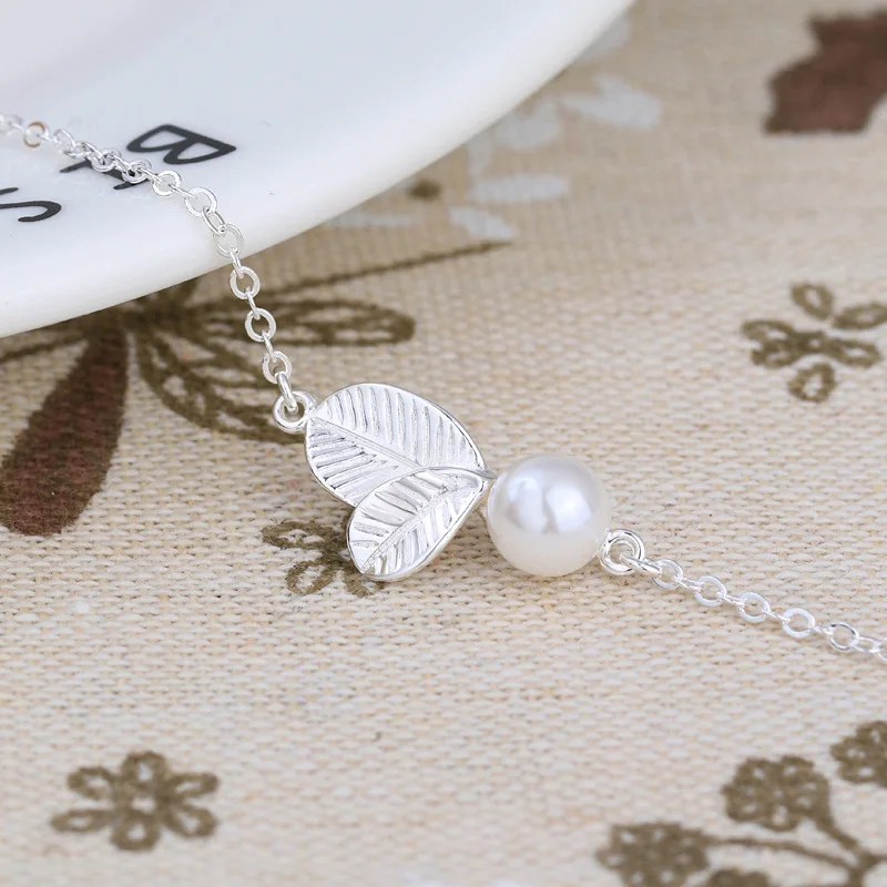 Женский браслет-цепочка Bijoux серебристые браслеты с листьями оптовая продажа 2019 |