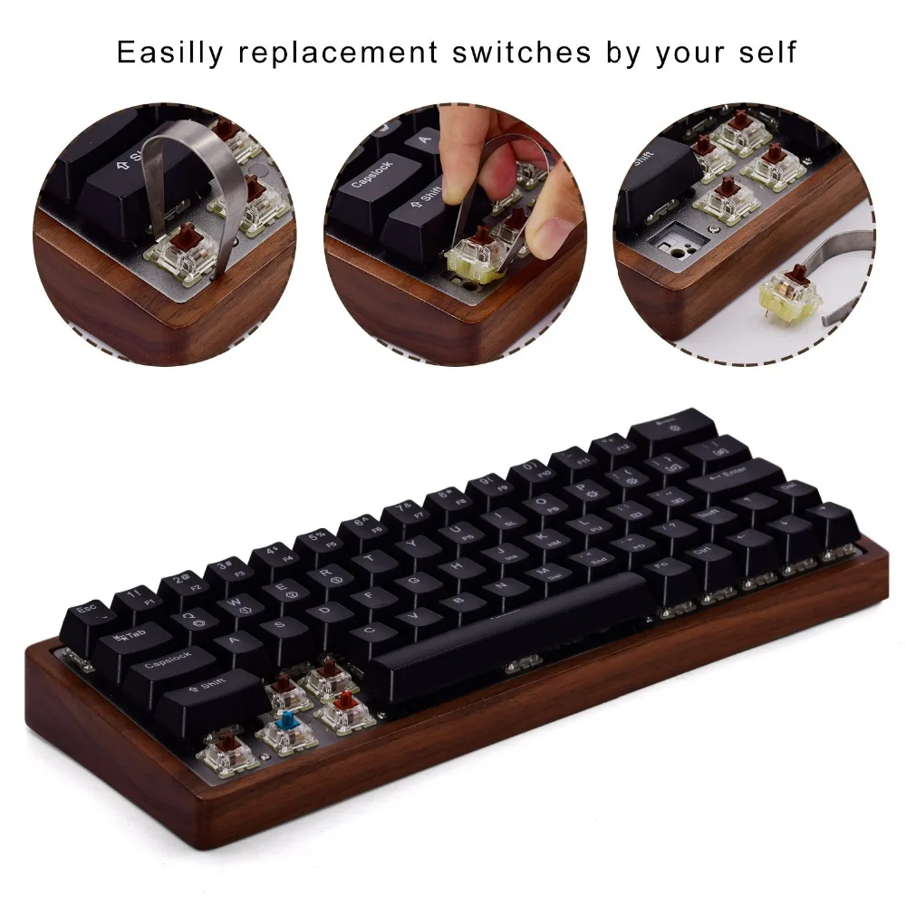 60% мини Механическая игровая клавиатура-проводная/Беспроводная-Cherry Mx-Горячая