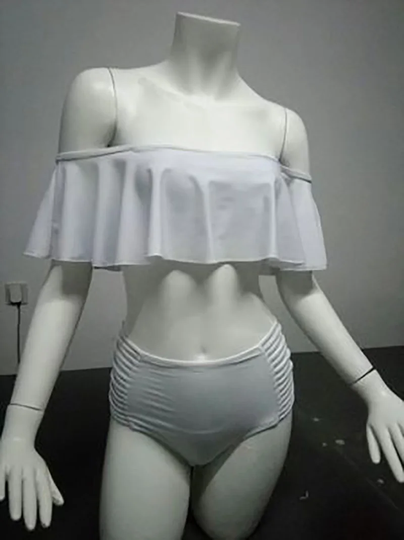 Новинка 2018 простой однотонный бикини сексуальный купальник с завышенной талией