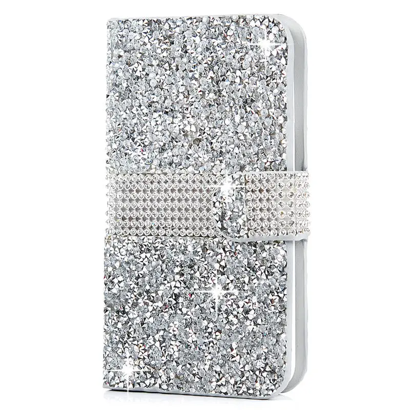 TURATA Bling кристалл полный горный хрусталь алмаз Флип Стенд Бумажник кожаный чехол