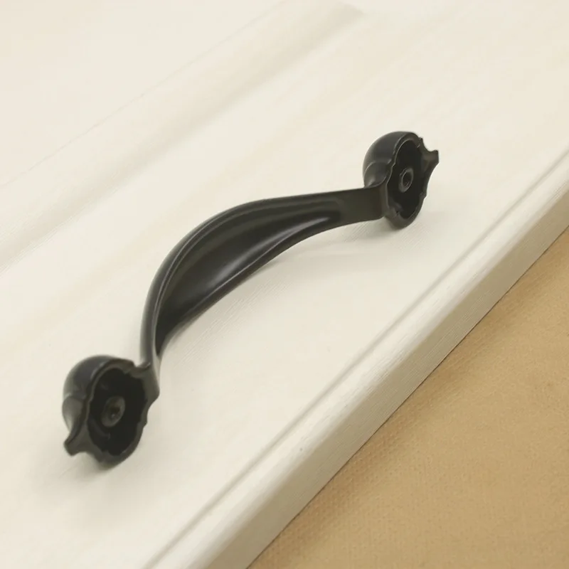 Простые черные керамические дверные ручки и ручка европейская для ящика шкафа