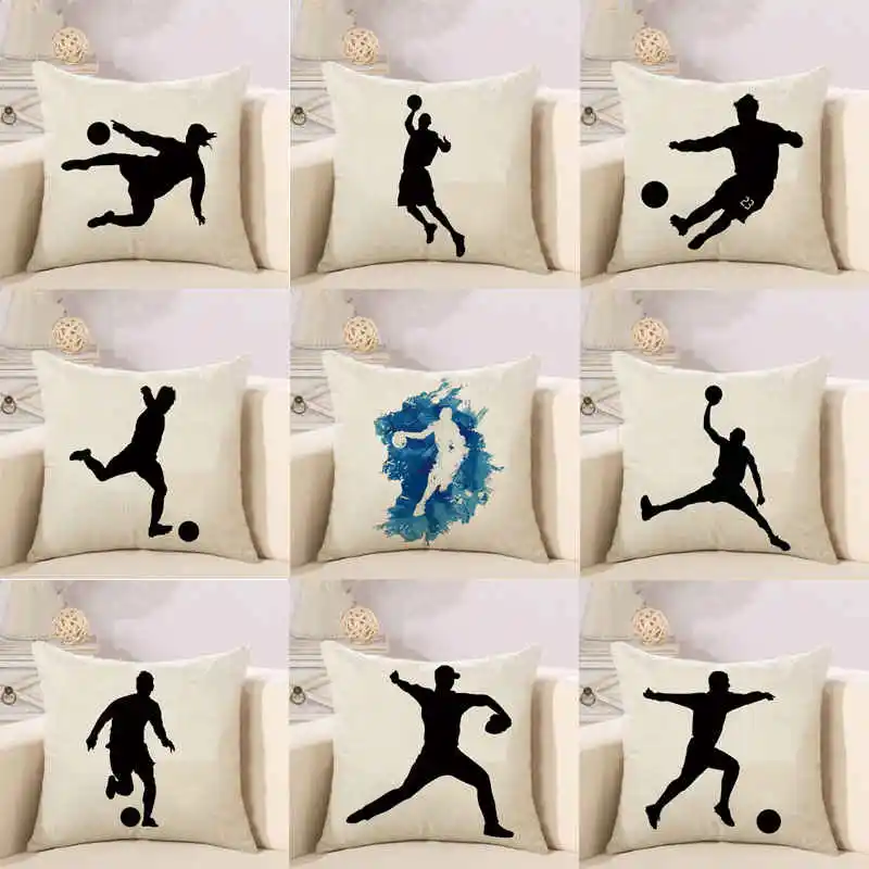 Cartoon Pillowcase World Cup Brazil Football Linen Cushion Cover | Дом и сад