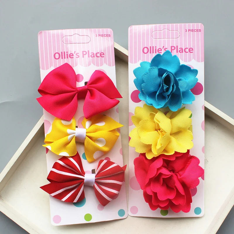 3 шт./компл. заколки для волос ручной работы с цветочным принтом и бантом модные