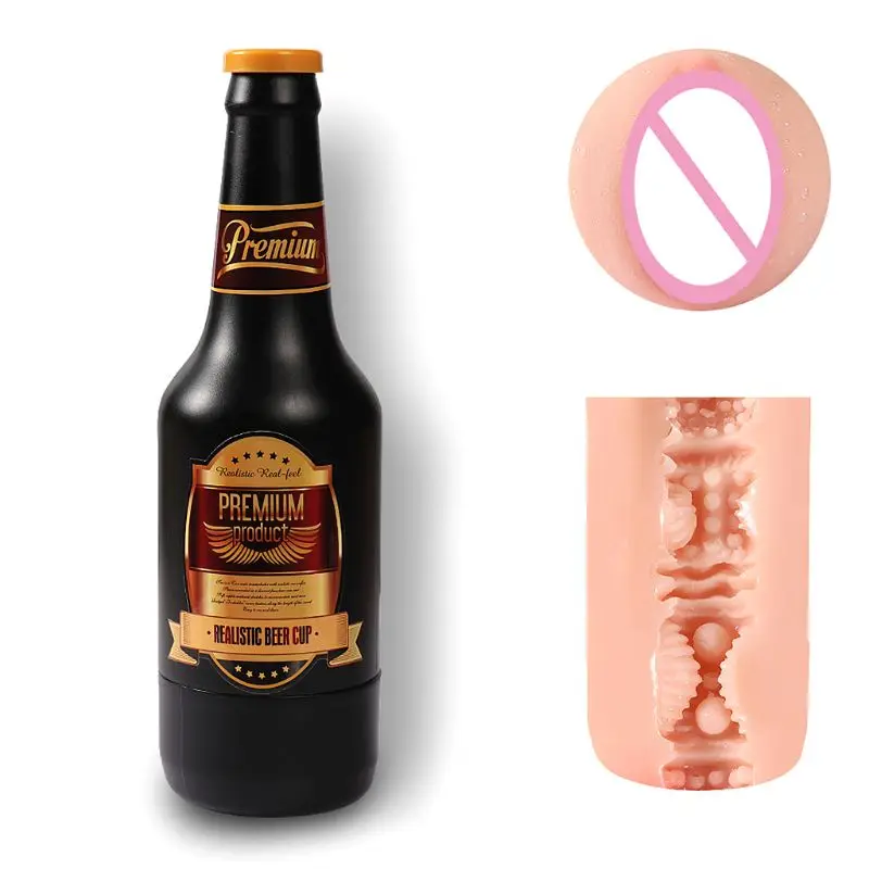 Male Beer Bottle Masturbators Cup Realistic Textured Pocket Stroker Vagina Pussy Men Masturbation Adult Sex Toy | Красота и здоровье