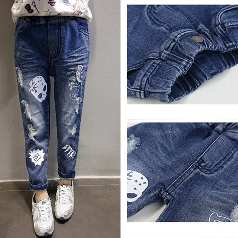 

2019 spring new children jeans skull printed range Jeans pants trousers 2-8 year children's clothing