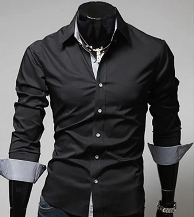 New Fashion Men's Luxury Stylish Casual Dress Shirts Long Sleeve Slim Fit Shirt Men shirt Spring | Мужская одежда