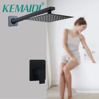 kemaidi black bathroom ultrathin rain shower faucets 8101216 inch square round rainfall showerhead mixer sets