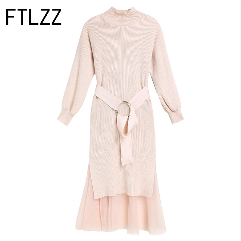 Ftlzz 2018 Spring Autumn Fashion Elegant Office Solid Colour Apricot Lady Women Dress Mermaid Knee-length Bodycon | Женская одежда