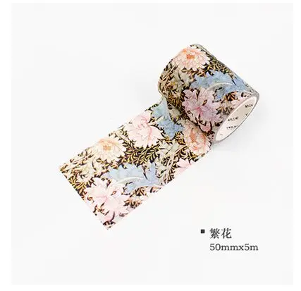 50 мм William Morris британская арта с цветочным принтом лента для декорации Washi DIY планировщик для скрапбукинга дневник альбом маскирующая лента Escolar - Цвет: blooming flowers