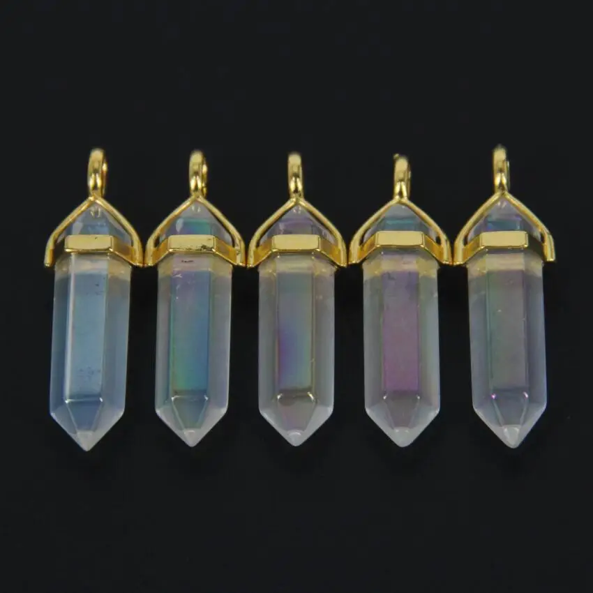 Белый кристаллический кварцевый маятник AB подвеска с золотым колпачком