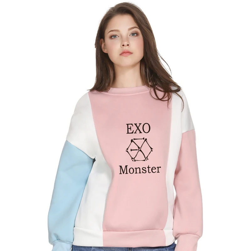 Harajuku Толстовка Kpop EXO Fans шикарный Повседневный флисовый спортивный костюм с