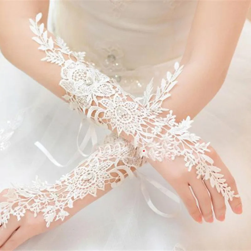 Elegant Women Lace wedding Gloves Fingeless Elbow Long Bridal Fingerless Wedding Accessories 2019 | Свадьбы и торжества