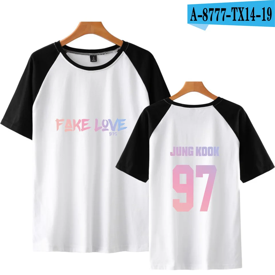 kpop Fake love Bangtan Boys album short sleeve T-shirt k-pop jin suga summer men women tshirt k pop harajuku tops t shirt tees | Женская