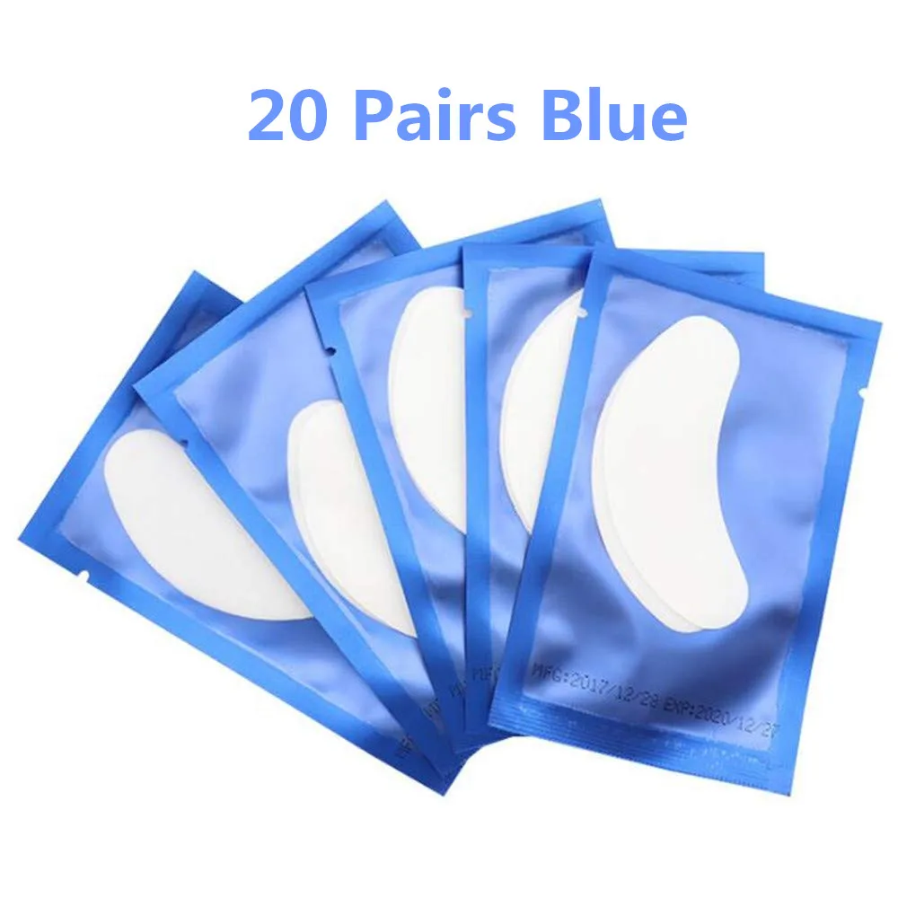 20 Pairs Blue NEWCOME 20/50/100 пар накладки для глаз для индивидуального волокно для наращивание ресниц наклейки под глазами накладные бумажные патчи для ресниц - Цвет: 20 Pairs Blue
