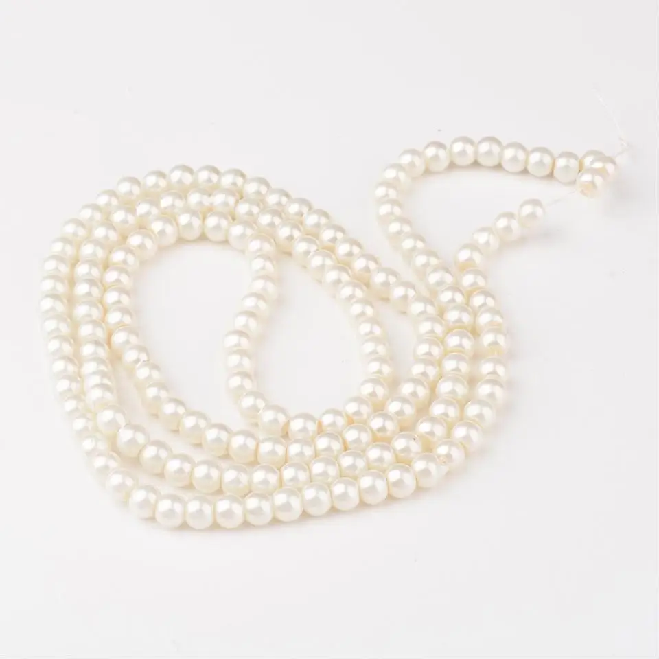 Круглые бусины цвета слоновой кости 1 нить 6 мм для изготовления ювелирных