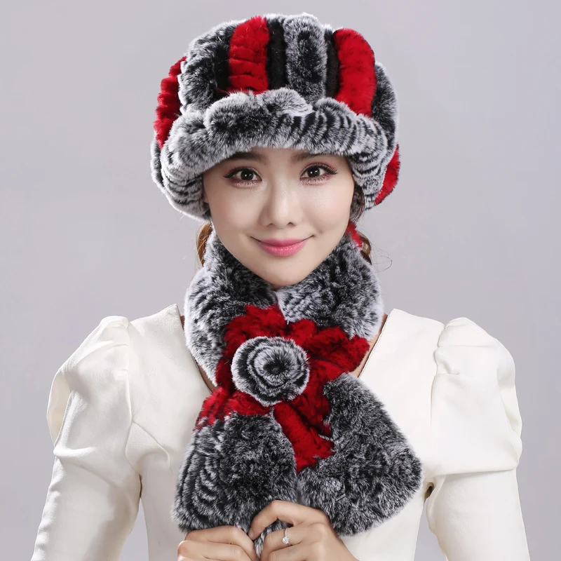 Sheernuo меховая шапка из меха Бобра и кроличьего комплект шарфов женская зимняя