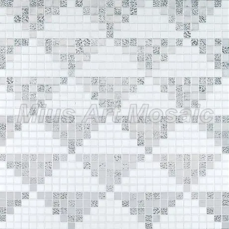 

Silver & pure white color art Glass mosaictile pattern for kitchen backsplash KL113