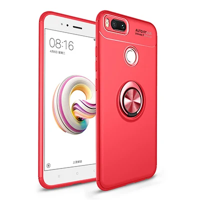 Роскошный магнитный автомобильный кронштейн, кольцевой чехол для Xiaomi Mi A1 A2, противоударный Полный Чехол для Xiaomi Mi 5X 6X, Мягкий Силиконовый ТПУ чехол - Цвет: red plus red