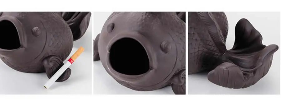Fun retro goldfish shape purple sand ashtray Creative fish model ceramic ashtray bar shop decoration