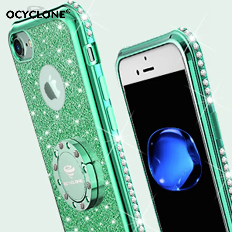 Чехол для iphone 7 роскошный противоударный блестящий чехол телефона с подставкой