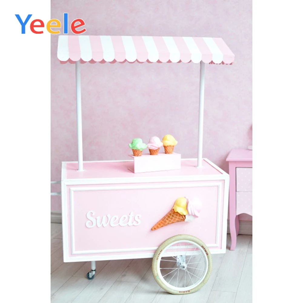

Summer Sweet Cakes Ice Cream Cart Candy Donuts Newborn Baby Shower Birthday Backdrop Photography Background For Photo Studio