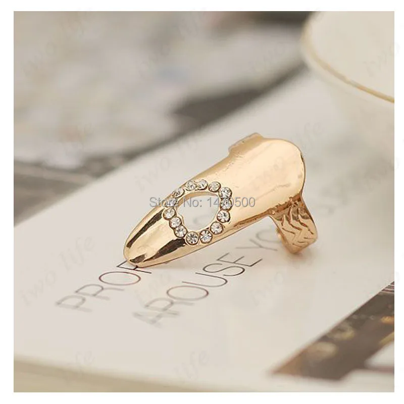 2015 Fashion Fine Jewelry Alloy Personality Hollow Love Shape With Crystal Nail Ring Adjustable Rings For Women Best Friends |