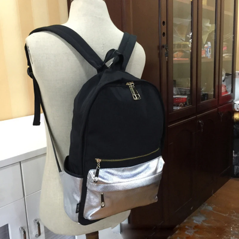 Gold Color Women Nylon Backpack For Teenager Girls Bagpack Mochila Feminina Casual School Shoulder Bags Waterproof | Багаж и сумки