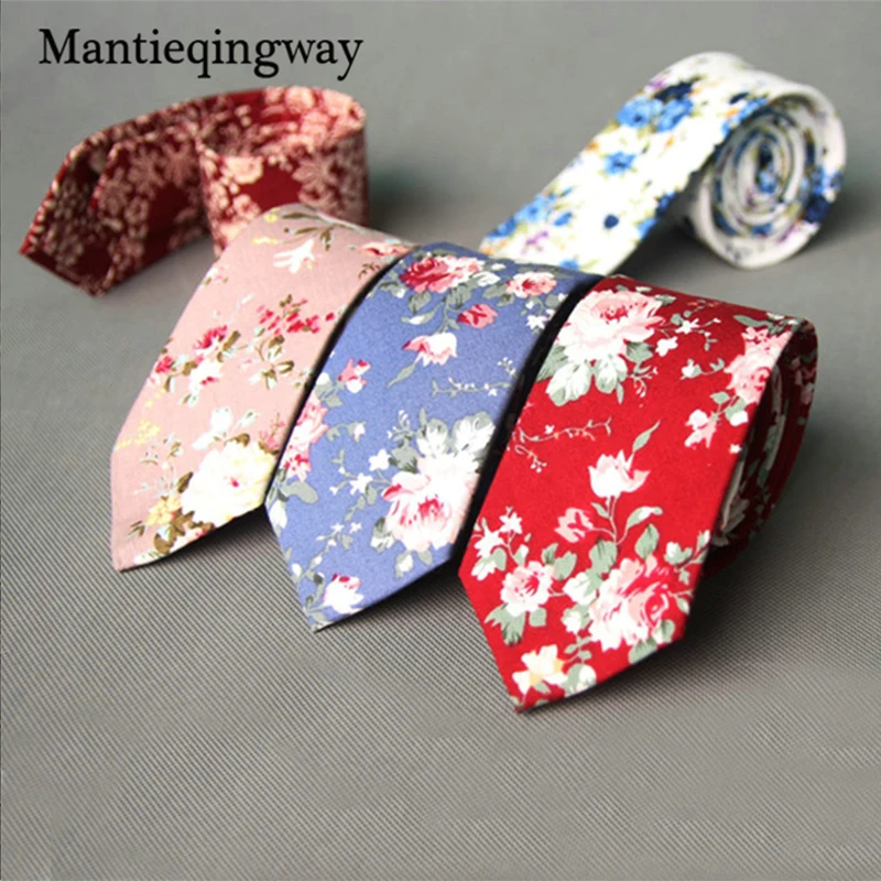Mantieqingway 6 см Бизнес жених свадебные цветочные галстуки хлопок для мужчин печати