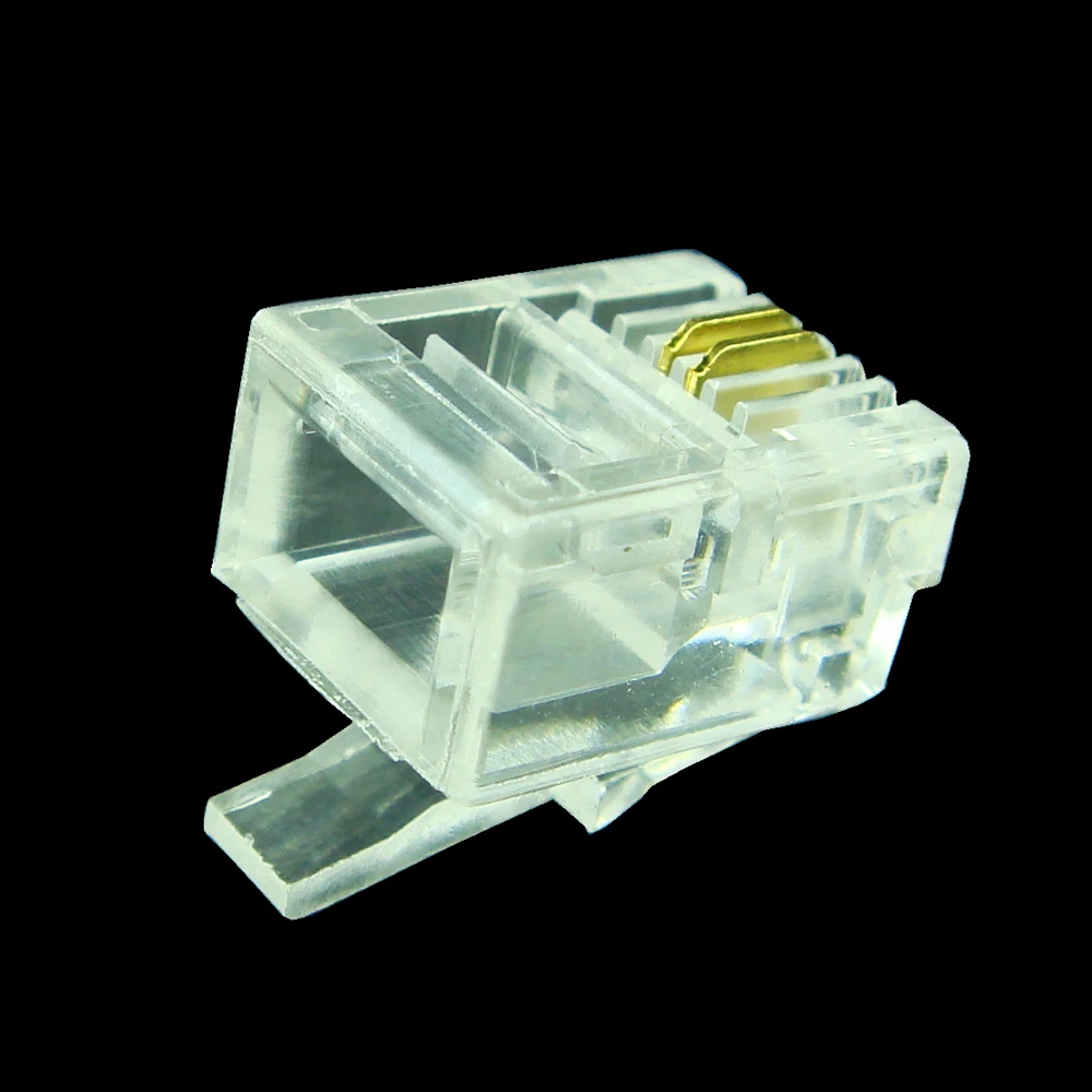 20 шт./лот 6P2C 2 шпильки RJ11 Модульный Штекер телефонный кабель соединитель Clea 100%