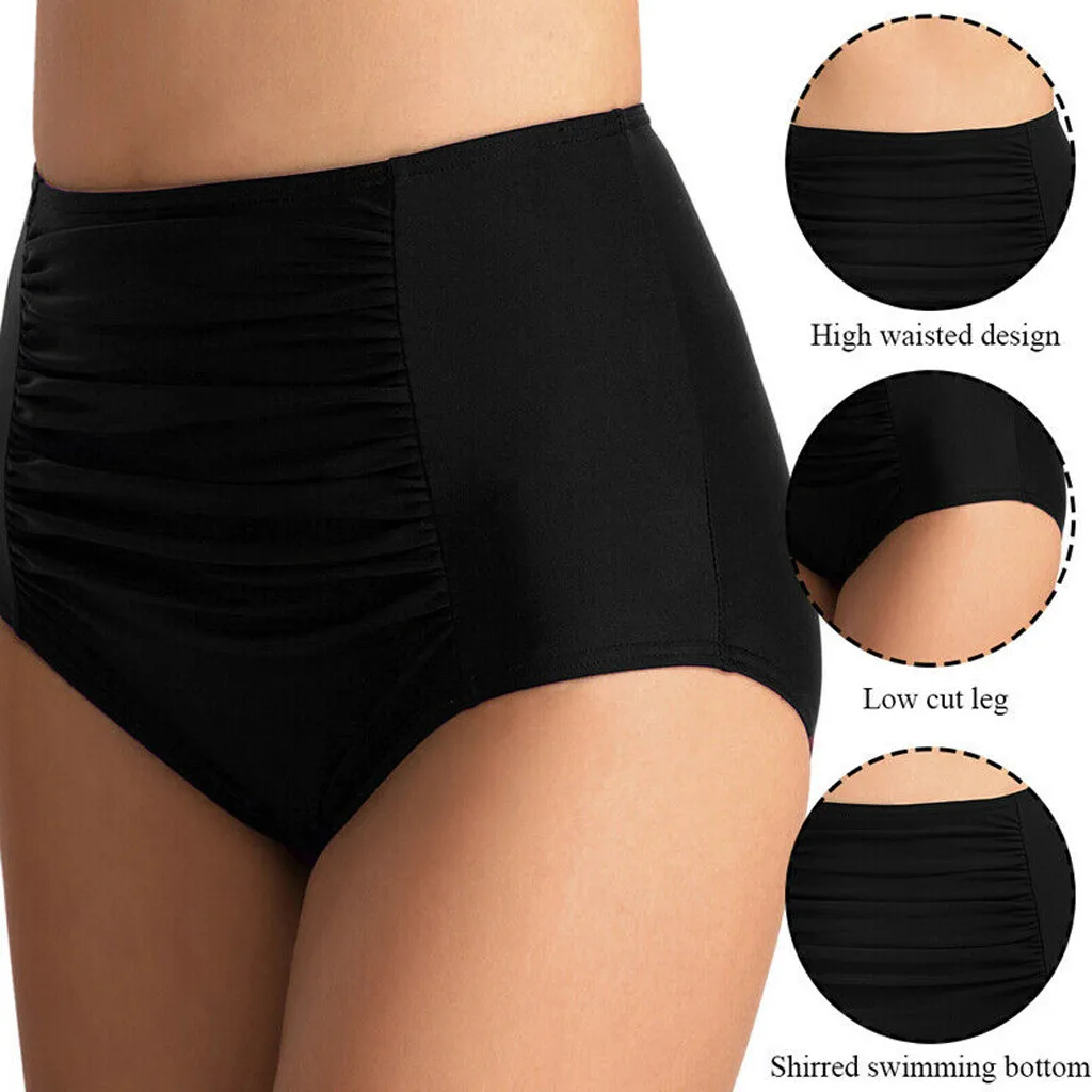 

High Waist Push Up Bikini Women High Waist Ruched Bikini Bottoms Tummy Control Swimsuit Briefs Pants Women's Summer Beachwear