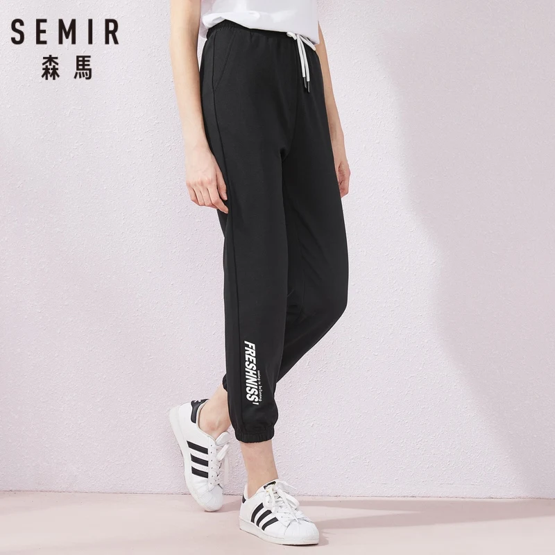 Женские повседневные брюки SEMIR напечатанный букет букв для ступней с эластичным