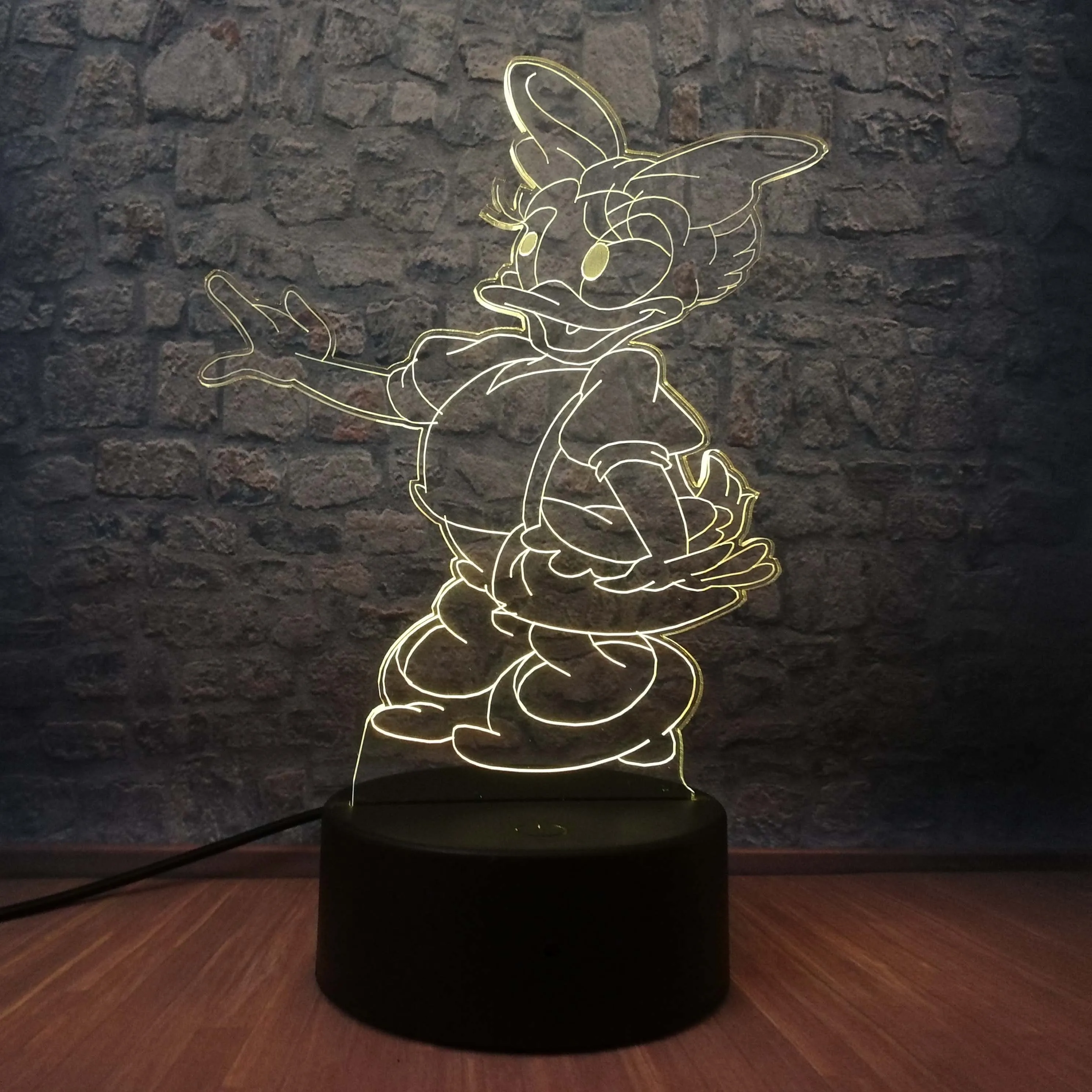 3D светодиодный светильник Дейзи Дак атмосфера USB база 7 цветов изменить Ночник