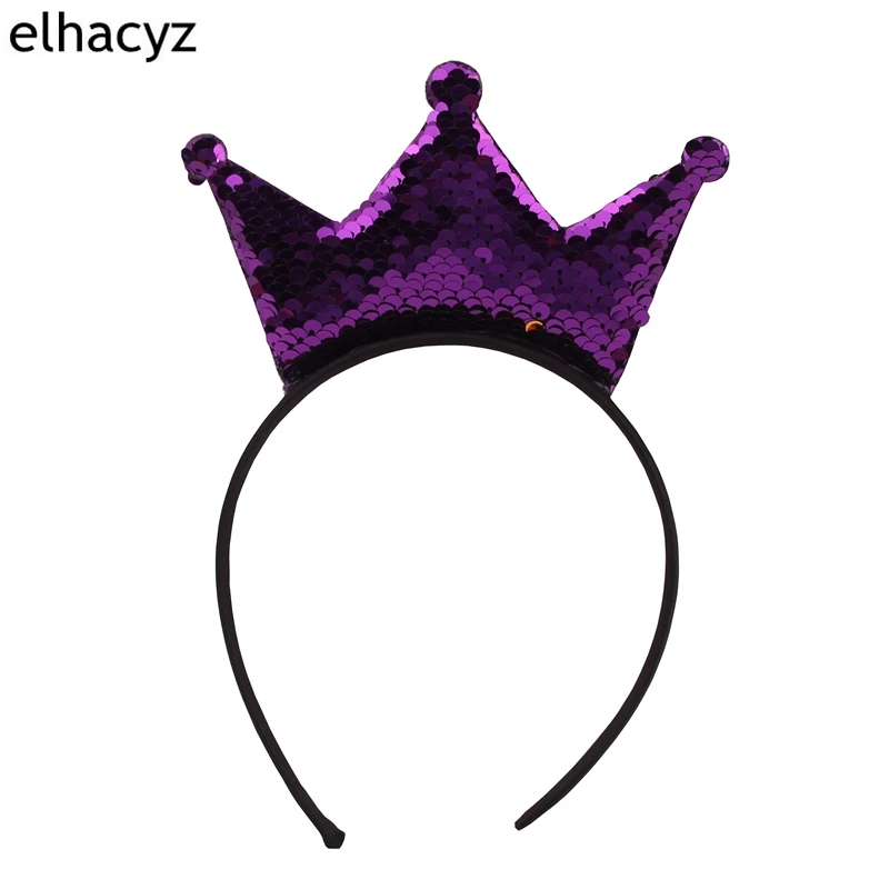10 шт./лот дети двусторонние пайетки корона диадемы Hairband DIY Бутик Дети жесткое оголовье Grils аксессуары для волос