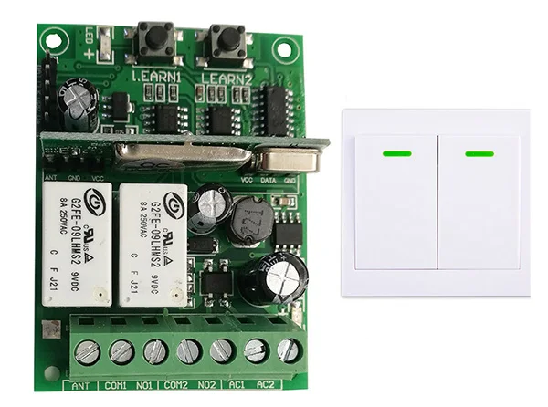 Individual learning code DC9V 12V 24V 10A 2CH digital Remote Control Switch Receiver Wall Transmitter Wireless Power | Обустройство
