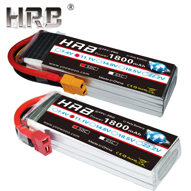 HRB 1800mAh 2S 3S Lipo батарея 7 4 V 11 1 XT60 T Deans 50C 14 8 18 5 22 2 4S 5s 6S 1S RC запчасти для Mjx Bugs самолет