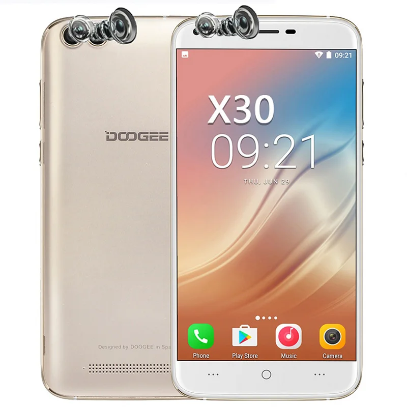 Doogee X30 четыре камеры мобильного телефона 8MP/8MP + 5mp/5mp 3G Android 7.0 смартфон 2 ГБ