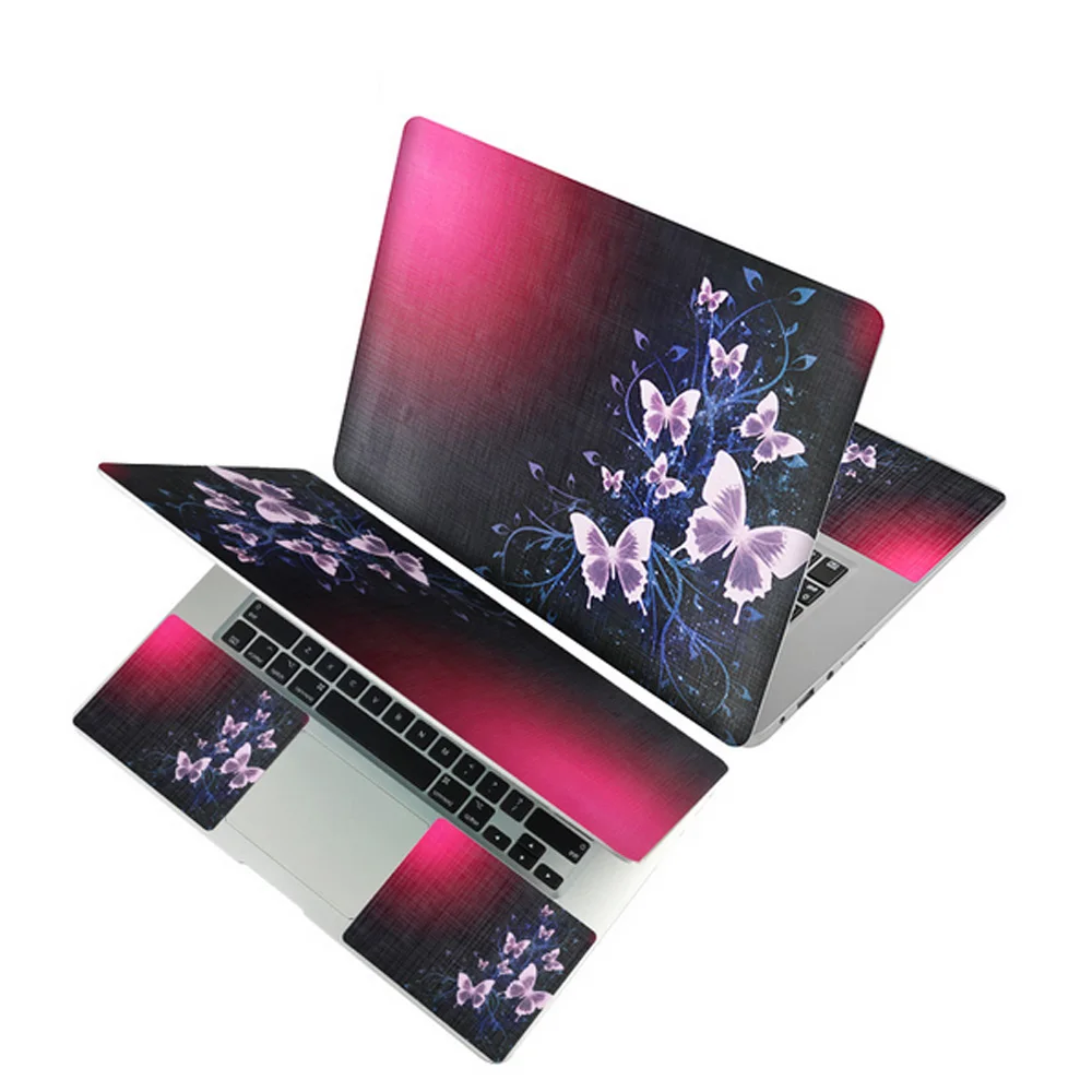 Laptop Skin Decal Sticker Cover PVC Prints Notebook PC Reusable Protector Waterproof For 12-15.6&quot HP Dell Macbook Pink Butterfly |