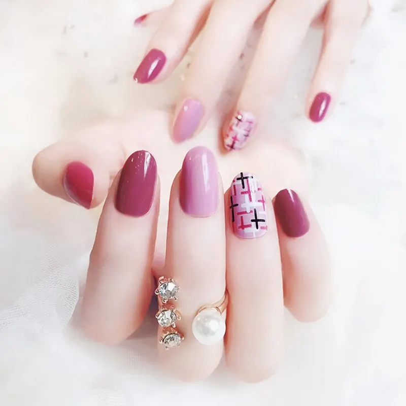 24 шт./компл. сплошной телесный цвет Горячие искусственные ногти салон накладные