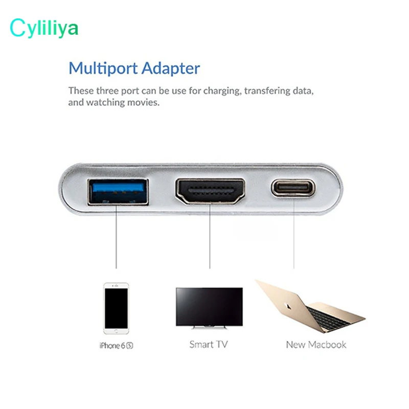 10 шт. Кабель-адаптер 3 в 1 с портами USB Type-C на HDMI 0 | Мобильные телефоны и аксессуары